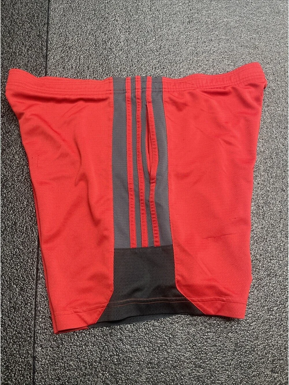VTG Adidas Shorts Mens XL Red Gray Y2K Dazzle Shiny Basketball 3 Stipes Logo